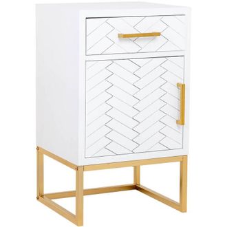 Wanderlust Deco Wanderlust Deco - Mesita Madera Y Metal 1 Caj&oacute;n Y 1 Puerta 42x36,5x71h Cm