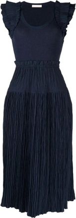 Ulla Johnson Blauwe Elegante Midi Jurk - Dames - Casual kleedjes - Blauw - L - Katoen - Kleedjes