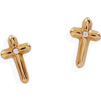 Alex and Ani Cross Mini Stud Earrings Earrings in Gold at Nordstrom