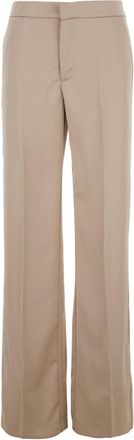 Andamane Beige Regular Flat Front Pants