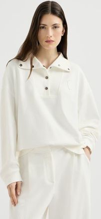 Brunello Cucinelli Cotton smooth French terry sweatshirt with logo in White at Nordstrom, Size Xxx-Large