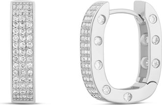 SHYMI Chunky Pav&eacute; Horseshoe Hoop Earrings - 14K Gold Filled, Rhodium Plated, Cubic Zirconia Detailing, Day to Night