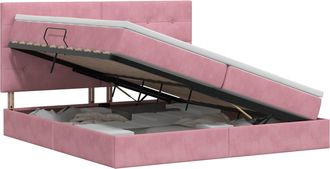 vidaXL Cama Con Almacenamiento Y Colch&oacute;n Rosa 200 X 200 Cm Terciopelo Vidaxl