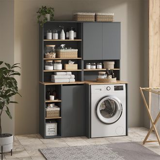 Vicco Conjunto De Muebles De Ba&ntilde;o Viktor, Antracita/roble Dorado, 4 Piezas, Vicco