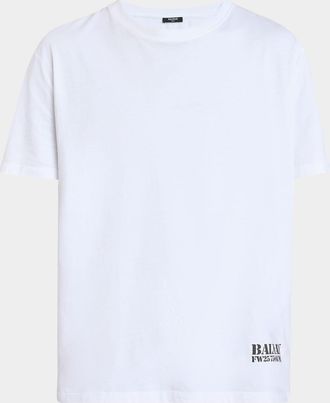 Balmain Mens Logo Stamp Cotton T-Shirt