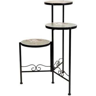 Wanderlust Deco Wanderlust Deco - Soporte De Mosaico Y Forja Negro D30x68h-d25x61h-d20x51
