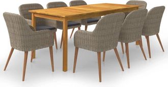 vidaXL Juego De Comedor Para Jard&iacute;n De 9 Piezas Marr&oacute;n Vidaxl