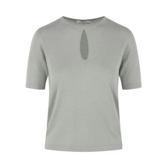 Max Mara Round-neck Knitwear, female, Green, Size: XS T-Shirts