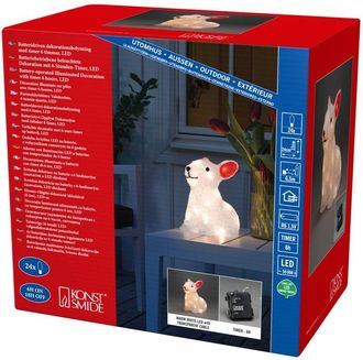 Konstsmide 6236-103 - Timer a led in acrilico, 6h/9h, 24 diodi bianchi caldi, funzionamento a batteria, esterno, 0, 48 w, cavo trasparente