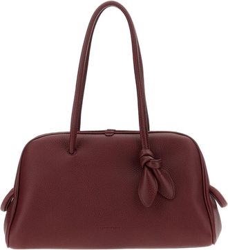 Jacquemus Red Pebbled Leather Bow Le Turismo Bowling Bag