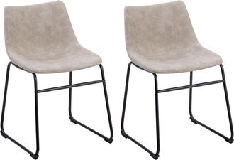 Beliani Beliani - Juego De 2 Sillas De Comedor Tapicer&iacute;a De Tela Beige Patas Negras Estilo Retro R&uacute;stico Batavia