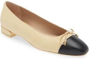 Stuart Weitzman Sleek Cap Toe Bow Flat in Wheat/Black at Nordstrom Rack, Size 5.5