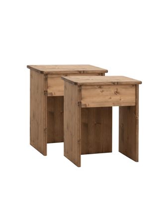 Deco Wood Pack 2 mesitas de noche de madera maciza marr&oacute;n 50x42cm