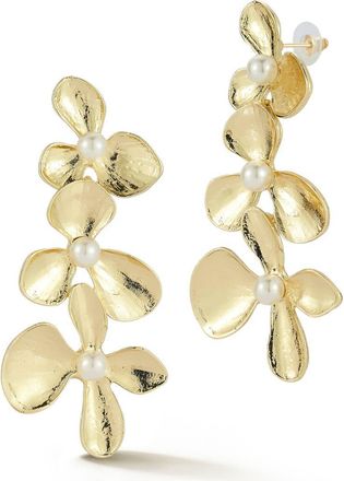 Sphera Milano Faux Pearl Flower Drop Earrings in Gold at Nordstrom Rack