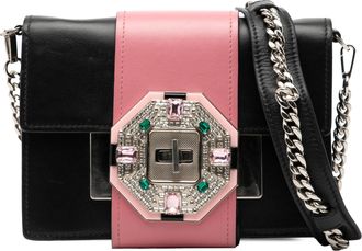 Prada Pre-owned Womens City Calf Crystal Embellished Ribbon Bag - Black Leather - One Size