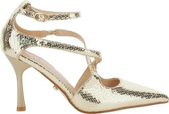 twentyfour Schoenen, Dames, Grijs, 37 EU, Grijze Metallic Pumps met Stiletto Hak