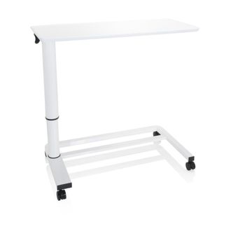 hjh OFFICE Escritorio de pie placa mdf, armaz&oacute;n de acero blanco