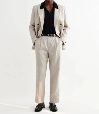 Wax London Vigo Linen Long Sleeve Blazer In Natural