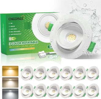 OEM Spot Led Encastrable - Orientable 30&deg;-60&deg; - 3 W 450 Lm - 2700k/4000k/6000k R&eacute;glable - Ip44 - Diam&egrave;tre Coupure 70-80 Mm - Lot De 12