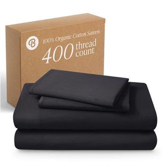 Bare Home 400 Thread Count Organic Cotton Sateen Sheet Set - Split Head King in Black at Nordstrom