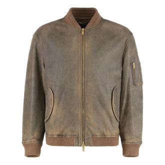 Golden Goose Biker Jacket - Heren - Leren en Su&egrave;de Jassen - Bruin - M - Wol - Jassen
