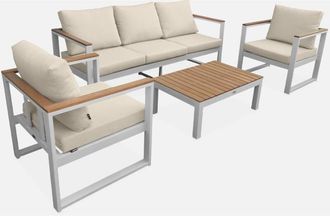 Sweeek Salotto da giardino in legno di eucalipto e alluminio, 5 posti