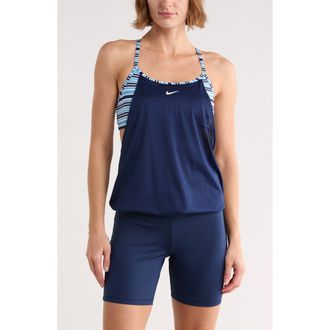 Nike Layered Tankini Top in Midnight Navy at Nordstrom Rack, Size Medium