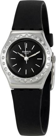 Swatch Camanoir Crystal Grey Dial Black Silicone Ladies Watch YSS312