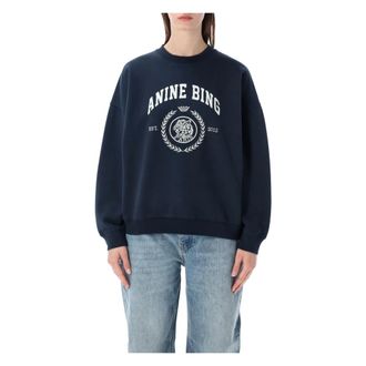 Anine Bing Miles Sweatshirt - Dames - Sweatshirts - Blauw - M - Katoen - Hoodies & sweatvesten