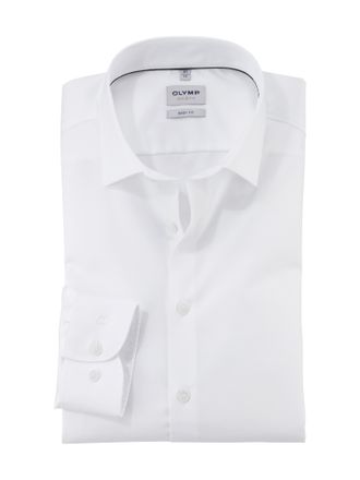 Olymp Businesshemd OLYMP Level Five body fit, Herren, Gr. 37, N-Gr, weiss (wei&szlig;), Web, Obermaterial: 97% Baumwolle, 3% Elastolefin, 2-Knopf-Manschette, Hemd