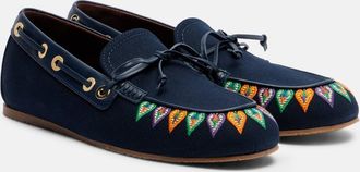 Etro Mocassini in canvas con ricamo