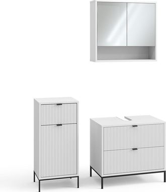 Vicco Conjunto De Muebles De Ba&ntilde;o De 3 Piezas Eliza, Blanco, 3 Partes, Vicco