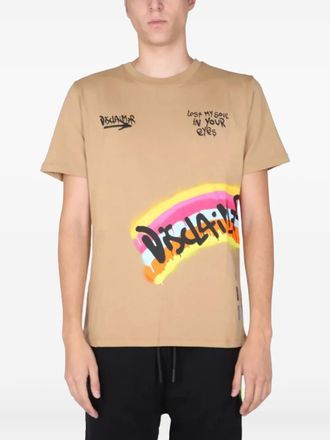 Disclaimer T-shirt met grafische print - Beige