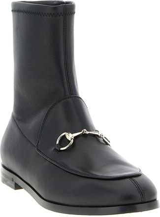 Gucci Womens Black Lamb Leather Ankle Boots