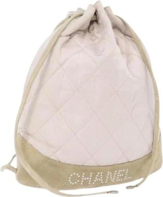 Chanel Pre-owned Bucket Bags, female, White, Size: ONE SIZE Pre-owned Satin Bucket Bag