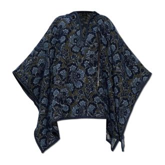 Etro Floral Jacquard Cape - female - Etro - Ponchos - Blue - ONE SIZE - Jackets
