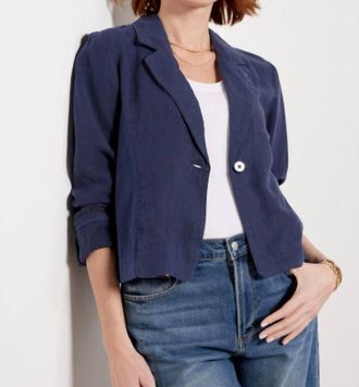 Michael Stars Pearson Ribbed Mix Blazer In Blue