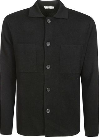 FILIPPO DE LAURENTIIS Kasjmierwollen Jas Franse Kraag Knoop - Heren - Vesten - Zwart - XL - Wol - Truien & Vesten