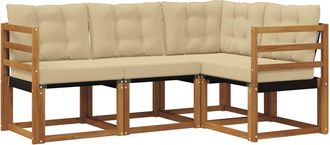 vidaXL Conjunto De Sof&aacute;s De Exterior 4 Uds. Natural Y Beige Vidaxl