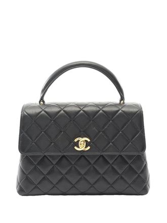 Chanel 1996-1997 Medium Lambskin Kelly Top Handle Bag handbag - Zwart