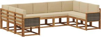 vidaXL Conjunto De Sof&aacute;s De Exterior 9 Uds. Natural Y Beige Vidaxl