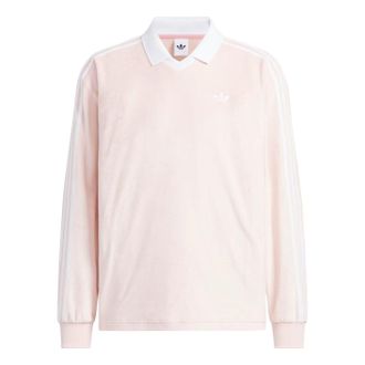 adidas Velvet Long Sleeve Polo Shirt Sandy Pink KQ5487
