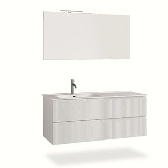 Aquadesign Mueble de ba&ntilde;o ba&ntilde;era izquierda 4 piezas en mdf blanco mate