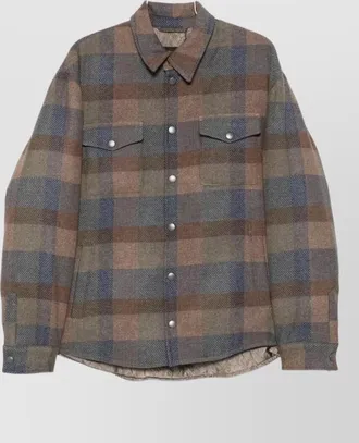 Etro wool cashmere checked shirt jacket