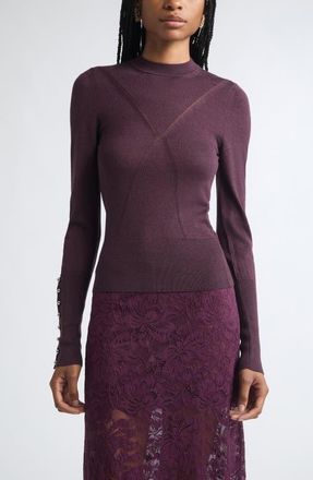 Paco Rabanne Wool & Silk Crewneck Sweater in Aubergine at Nordstrom, Size Medium