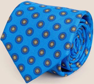 Oswin Hyde Mens Blue Geometric Pattern Silk Tie