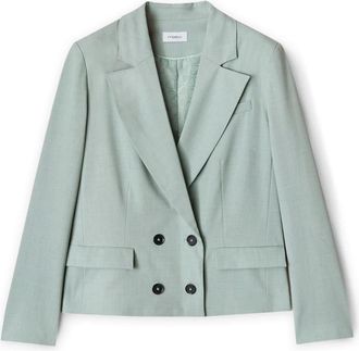 Motivi Dubbelrijige jas gemaakt van polyviscose - Dames - Blazers - Groen - M - Polyester - Jassen