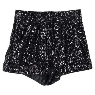 Maje High-Rise Shorts in Black Sequins