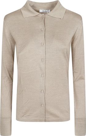 Max Mara Fijngebreid Vest met Knoopsluiting - Dames - Vesten - Beige - L - Truien & Vesten