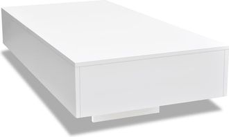 vidaXL Mesa De Centro Rectangular De Fibra De Vidrio Blanco Brillante Vidaxl